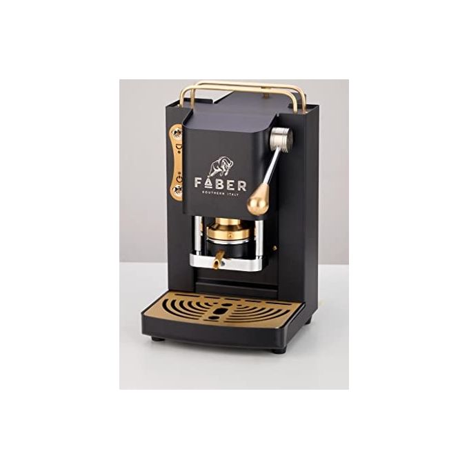 Faber Pro Mini Deluxe Macchina da Caffe' con 50 Cialde 44mm Selezione Mat Black Ottone
