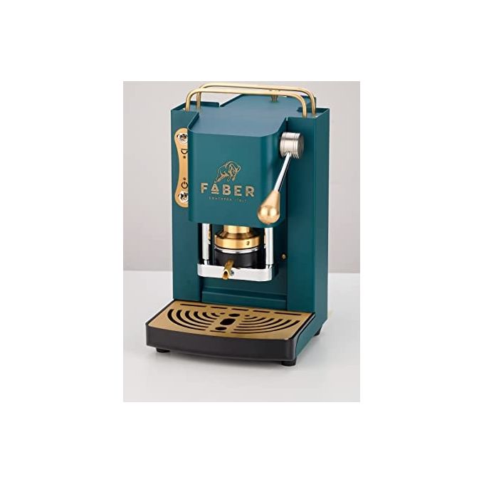 Faber Pro Mini Deluxe Macchina da Caffe' con 50 Cialde 44mm Selezione British Green Ottone