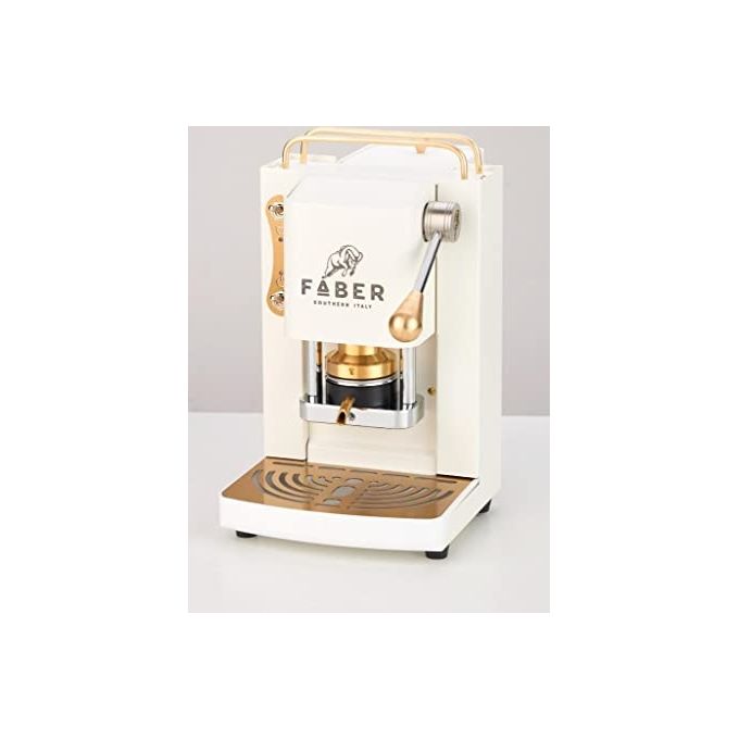 Faber Pro Mini Deluxe Macchina da Caffe' con 50 Cialde 44mm Selezione Pure White Ottone