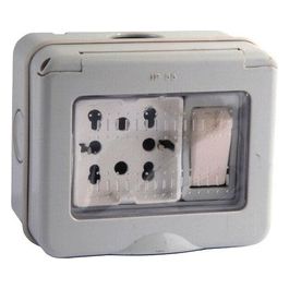 Presa Bipasso+schuko Esterna + Deviatore Sportello