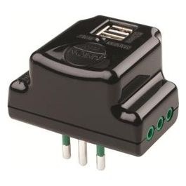 87801 Adattatore 1s 10a 3pt + 2usb Black
