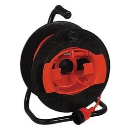 Prolunga con Avvolgicavo Golia Garden 25 mt 2x1,5 H05vv-f Francese 2p 16a Francese 2p 16a (mobile) nero / Arancio