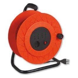 Prolunga con Avvolgicavo Golia 25 mt 3g1,5 H05vv-f 2p+t 16a Standard Italiano Bipasso Italo/tedesca 2p+t 16a (x 4) Arancio/nero