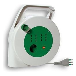 Prolunga con Avvolgicavo Serie Piuma 15 mt 3g1,5 H05vv-f 2p+t 16a Standard Italiano Bipasso Italo/tedesca 2p+t 16a (x 4) Bianco/verde