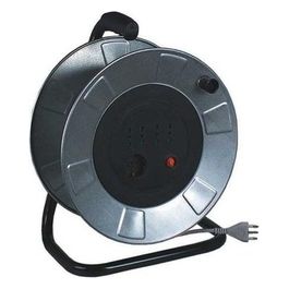 Prolunga Industriale con Avvolgicavo Golia Metal 25 mt 3g1,5 H05vv-f 2p+t 16a 200-250v 6h ip44 Bipasso Italo/tedesca 2p+t 16a (x 4) Zincato 145