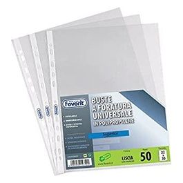 Confezione 50 Buste a Foratura Universale Apertura sui 2 Lati 22x30cm Trasparente