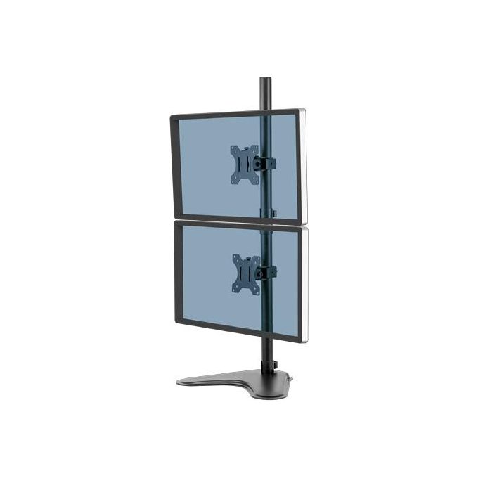 Fellowes 8044001 Braccio Monitor Doppio Verticale 2 Schermi fino a 32'' 16 Kg Regolabile VESA 75x75 100x100 Acciaio colore Nero