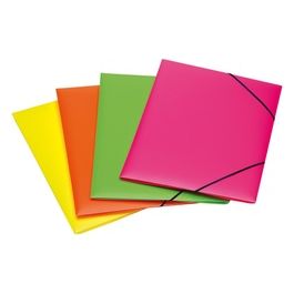 Fellowes Confezione 4 Cartelle Elastico Incrociato Shocking File Assortito Fluo