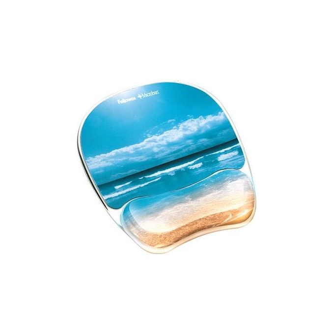 Fellowes Mousepad con Poggiapolsi in Gel Trasparente Fantasia Spiaggia