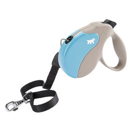 Ferplast Guinzaglio per Cani Allungabile AMIGO LARGE, Guinzaglio per Cani Taglia Grande fino a 50 Kg. Cordino max 5 m. Unico Pulsante per Blocco e Rilascio, Beige, Cover Azzurra