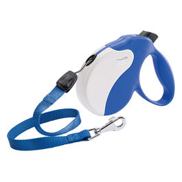 Ferplast Guinzaglio per Cani Allungabile AMIGO LARGE, Guinzaglio per Cani Taglia Grande fino a 50 Kg. Cordino max 5 m. Unico Pulsante per Blocco e Rilascio, Blu, Cover Bianca