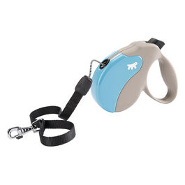 Ferplast Guinzaglio per Cani Allungabile AMIGO MEDIUM, Guinzaglio per Cani Taglia Media fino a 25 Kg. Cordino max 5 m. Unico Pulsante per Blocco e Rilascio, Beige, Cover Azzurra