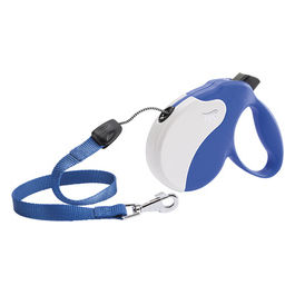 Ferplast Guinzaglio per Cani Allungabile AMIGO MEDIUM, Guinzaglio per Cani Taglia Media fino a 25 Kg. Cordino max 5 m. Unico Pulsante per Blocco e Rilascio, Blu, Cover Bianca