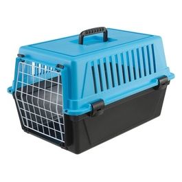 Trasportino Gatto, Trasportino Cane Taglia Piccola, Cani e Gatti fino a 5 Kg, Porta in Ferro Plastificato, Fessure di aerazione, 32,5 x 48 x h 29 cm, ATLAS 10 EL Trasportino Rigido, Azzurro