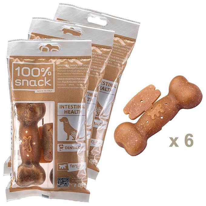 Ferplast Snack cane Snack naturale per cane Snack Igiene Orale Taglia Grande Per la salute intestinale con alga Euglena Kit da 3 confezioni 420g