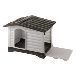 Cuccia Cane Esterno, Casetta per Cani, Cuccia per Cani Piccoli, Lato Apribile, Sistema di Drenaggio, Griglia di Aerazione, 73 x 59 x h 53 cm. DOGVILLA 70 Cuccia Cane Plastica