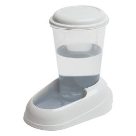 Distributore d'acqua per cani e gatti NADIR Beverino 3 Litri per animali cani taglia piccola e media, Serbatoio trasparente con coperchio, Robusta plastica, Fondo antiscivolo, 29,2 x 20,2 x h 28,8 cm Bianco