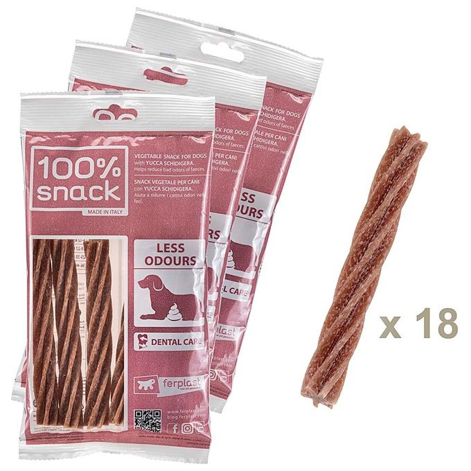 Ferplast Snack cane Snack naturale per cane Snack Igiene Orale Taglia Unica Controllo degli odori con estratto di Yucca Kit da 3 confezioni 315g