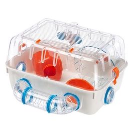 Gabbia per criceti COMBI 1, Casetta per piccoli roditori, Robusta plastica, Tetto con griglia apribile, Tubi e accessori inclusi, 40,5 x 29,5 x h 22,5 cm Bianco