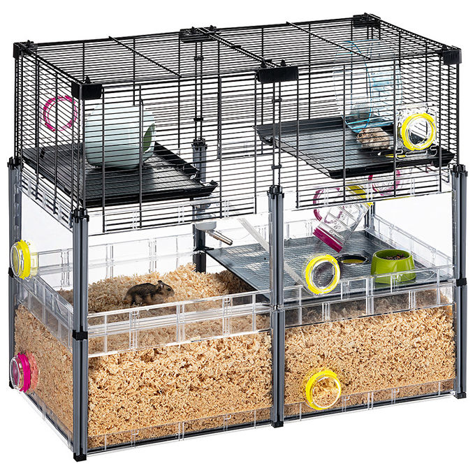 FERPLAST - Gabbia per criceti grande - Gabbia per topolini - Rete metallica - con accessori - Modulare - Multipla Hamster, 72,5 x 37,5 x h 62 CM