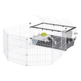 Ferplast Gabbia per Conigli PARKHOME 100, Porcellino d'india, con Recinto per Conigli Animali Domestici, Casetta per Conigli e Abbeveratoio, 95 x 177,5 x h 56 cm, in Plastica con Tetto Apribile