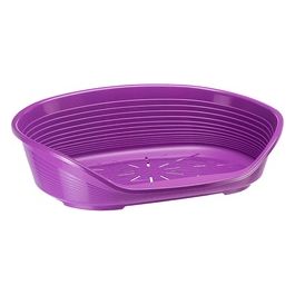 FERPLAST -Cuccia per cani - Cuccia in plastica per cani grande - 100% plastica riciclata - Lettino per cani lavabile - Cestino per cani - traspirante e antiscivolo - Siesta Deluxe, 84 x 55 x h 28,5 CM, VIOLA