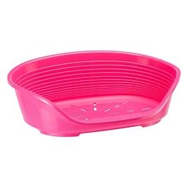 FERPLAST -Cuccia per cani e gatti - Cuccia per cani media- 100% plastica riciclata - Lettino per cani lavabile - traspirante e antiscivolo - Siesta Deluxe, 62 x 41 x h 23,5 CM, FUXIA