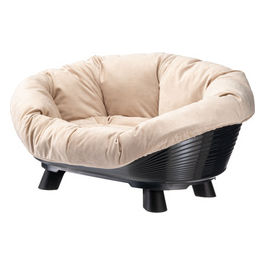 Ferplast Cuccia Cane e Gatto con Cuscino, Lettino per Cani Gatti Lavabile, Plastica Riciclata, Cuccia Rialzata per Cani Piccoli, Traspirante e Antiscivolo, SOFA' THRONE 64 x 48 x h 29,5 cm, Nero