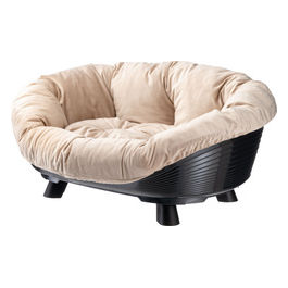 Ferplast Cuccia Cane e Gatto con Cuscino, Lettino per Cani Gatti Lavabile, Plastica Riciclata, Cuccia Rialzata per Cani Piccoli, Traspirante e Antiscivolo, SOFA' THRONE 73 x 55 x h 32 cm, Nero