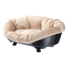 Ferplast Cuccia Cane e Gatto con Cuscino, Lettino per Cani Lavabile, Plastica Riciclata, Cuccia Rialzata per Cani Media, Traspirante e Antiscivolo, SOFA' THRONE 85 x 62 x h 33 cm, Nero