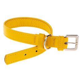 Collare per Cani VOGUE CF20/39, Vera Pelle, Regolabile, Fibbia in Metallo, Giallo