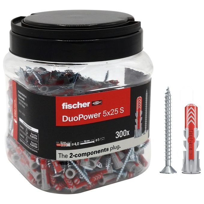 Fischer Tassello Duopower 5x25 S Vite Propack 300 Pezzi