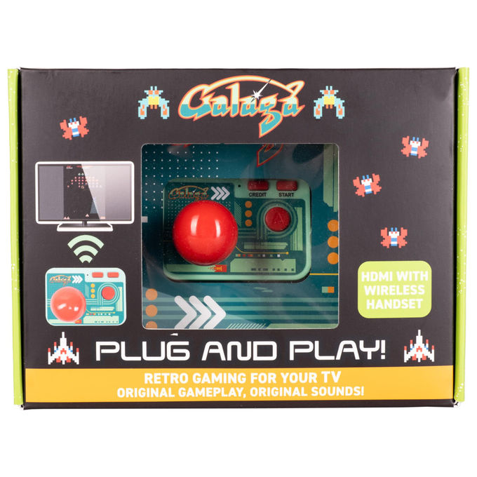 Fizz Creations 320162 Galaga Plug and Play Gioco TV con HDMI Joystick Wireless