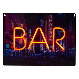 Fizz Creations, Lampada Neon Bar con Sfondo Paesaggio Urbano, Decorativa, PVC, 42x29 cm
