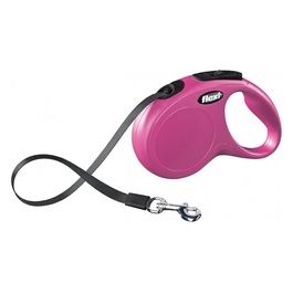 Guinzaglio avvolgibile a fettuccia New Classic S - Lunghezza 5 m|15 Kg Rosa