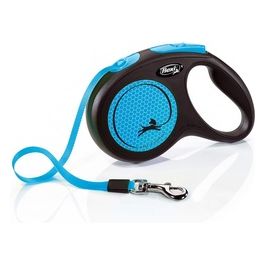 Guinzaglio avvolgibile a fettuccia New Neon M - Lunghezza 5 m|25 Kg Blu