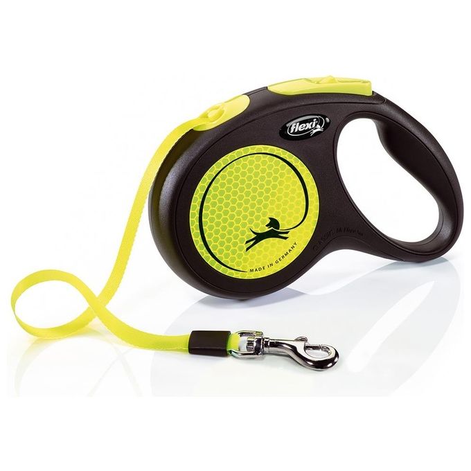 flexi Guinzaglio avvolgibile a fettuccia New Neon M - Lunghezza 5 m-25 Kg Giallo