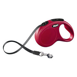 Guinzaglio avvolgibile a fettuccia New Classic S - Lunghezza 5 m|15 Kg Rosso