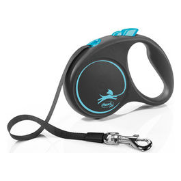 Guinzaglio avvolgibile a fettuccia Black design 5 m S - Lunghezza 5 m|12 Kg Blu