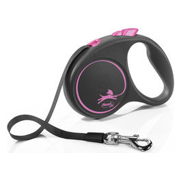 Guinzaglio avvolgibile a fettuccia Black design 5 m S - Lunghezza 5 m|12 Kg Rosa