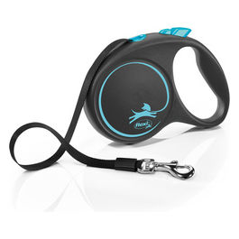 Guinzaglio avvolgibile a fettuccia Black design 5 m L - Lunghezza 5 m|50 Kg Blu