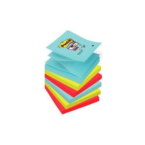 Foglietti Post-It Super Sticky Z-Notes Per Dispenser Colori Miami Contiene: 2Bl. Acqua Marina + 2Bl. Verde Neon + 2 Bl. Rosso Rubino. Confezione Da 6