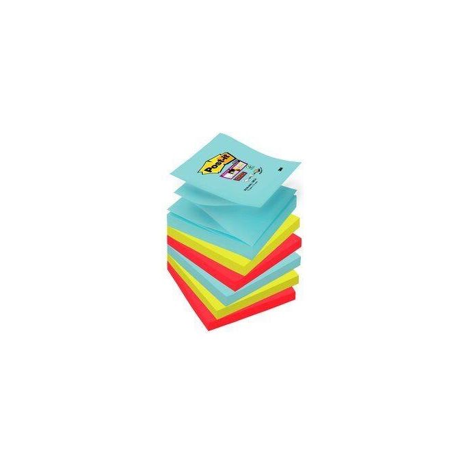 Foglietti Post-It Super Sticky Z-Notes Per Dispenser Colori Miami Contiene: 2Bl. Acqua Marina + 2Bl. Verde Neon + 2 Bl. Rosso Rubino. Confezione Da 6