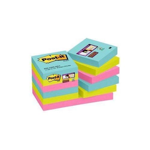 3M Post-it. Foglietti Super Sticky Colore Giallo Canary (Confezione Da 12  Blocchetti Con Film Singolo Da 90 Fogli) 127x76 mm