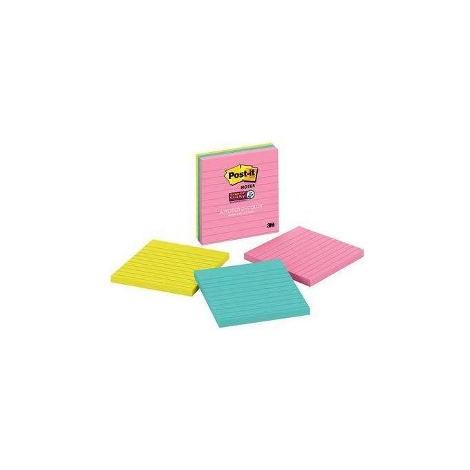 Foglietti Post-It Super Sticky Colore Miami A Righe 3 Blocchetti 101x101 Mm