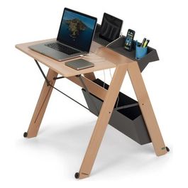 Foppa Allieva Postazione Smart Working Colore Bianco Piano di Lavoro con Ruote Richiudibile