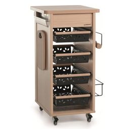 Foppa Carrello da Cucina Bistrot Legno Naturale 4 Ruote con Cassetti 86x46x50cm