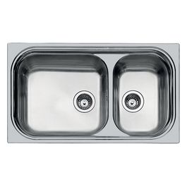 1072 060 Lavello Semifilo Big Bowl 2 Vasche + Gocciolatoio Reversibile 873x513 mm Acciaio Inox