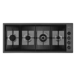 7681 006 Linea Milanello Gun Metal Piano Cottura a Gas 4 Zone in Linea Griglie in Ghisa 115 cm Gunmetal
