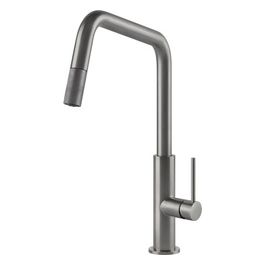 8522100 KS Miscelatore monocomando a canna girevole e doccia estraibile Ottone Effetto Satinato